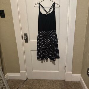 Elegant Black and White Polka Dot Mini Dress